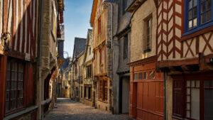 Case a graticcio lungo una strada del centro storico di Vitré