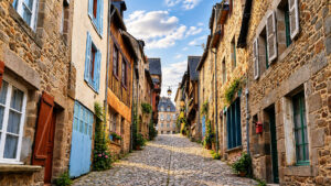 Rue du Jerzual nel centro storico medievale di Dinan